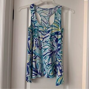 Lilly Pulitzer Floral Blue and Green Tank Top